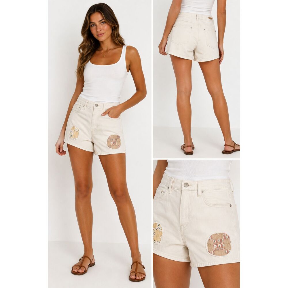 ANTHROPOLOGIE Pilcro Sjej Patchwork Shorts White Sz 29 - Picture 1 of 6